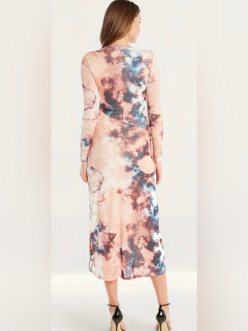 BARDOT Tie-Dye Long Sleeve Maxi Dress in Rose & Navy tie-dye sz L - Picture 2 of 6